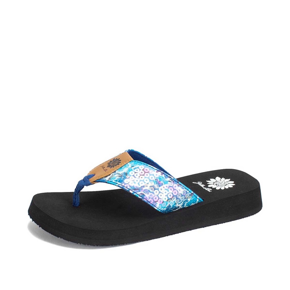 Yellow box FAOLAN blue Flip flop medium width new in box